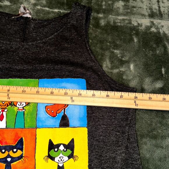 Pete The Cat Family & Friends Collage Tank Dress Women's M Heather Gray Teacher - Picture 8 of 8
